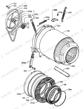 Взрыв-схема стиральной машины Electrolux EW1453F - Схема узла Drum