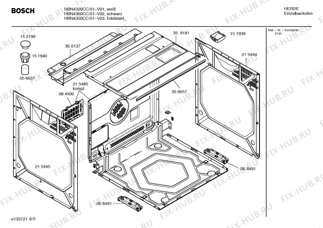 Взрыв-схема плиты (духовки) Bosch HBN4350CC - Схема узла 05