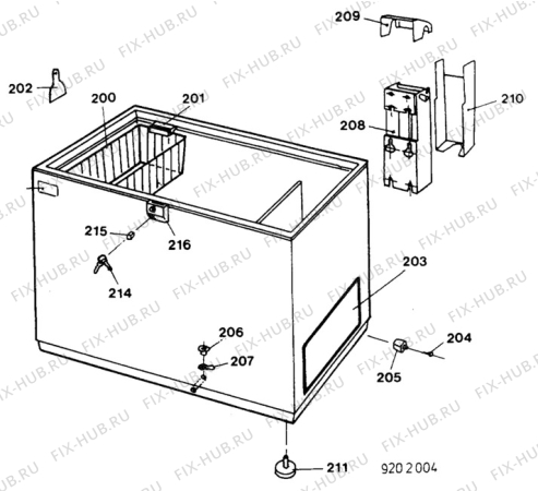 Взрыв-схема холодильника Zoppas P381 - Схема узла C30 Cabinet/interior B