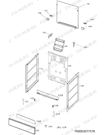 Взрыв-схема плиты (духовки) Electrolux EKG61105OX - Схема узла Housing 001