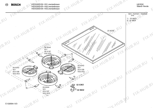 Схема №5 0750031097 HES520C с изображением Переключатель для электропечи Bosch 00028558