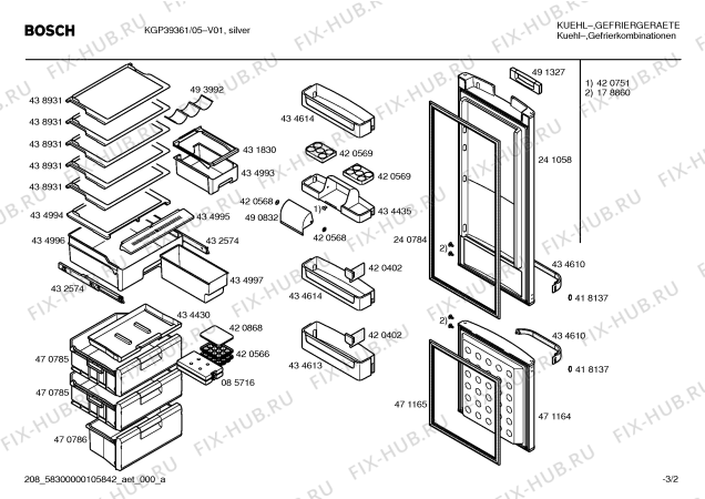 Взрыв-схема холодильника Bosch KGP39361 - Схема узла 02