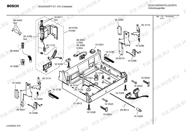 Взрыв-схема посудомоечной машины Bosch SGI43A05FF - Схема узла 05