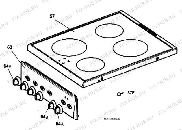 Взрыв-схема плиты (духовки) Electrolux EKC510500W - Схема узла Section 4