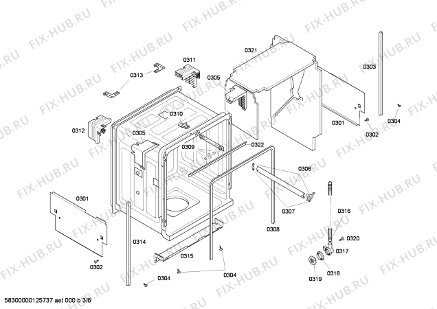 Схема №6 SHX46L12UC DLX Series с изображением Ручка двери для посудомойки Bosch 00664157