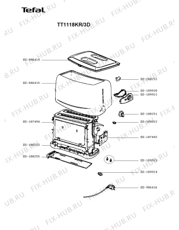 Схема №1 TT1118KR/3D с изображением Крышка для электротостера Tefal SS-986414