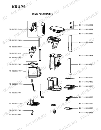 Схема №1 CM731D01/DT0 с изображением Холдер фильтра  для кофеварки (кофемашины) Krups FS-9100014999