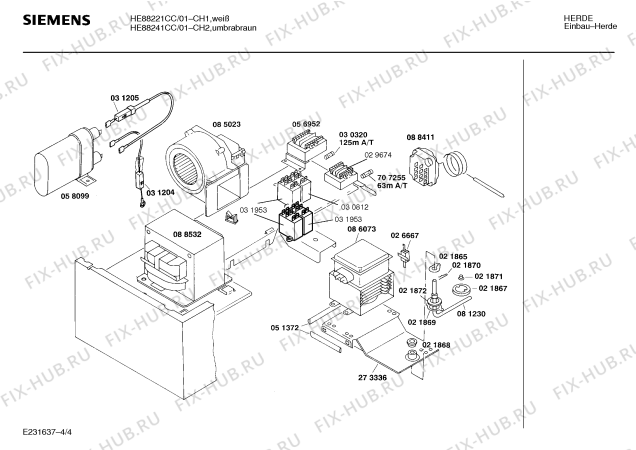 Взрыв-схема плиты (духовки) Siemens HE88241CC - Схема узла 04