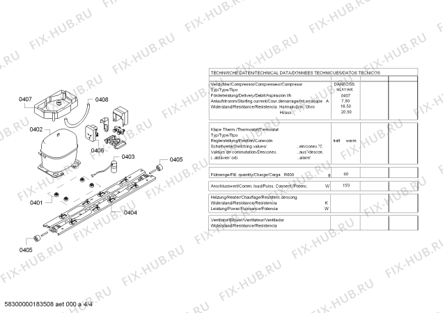 Взрыв-схема холодильника Bosch KGN46A71ZA - Схема узла 04