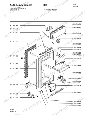 Взрыв-схема холодильника Aeg S2144-4 I - Схема узла Housing 001