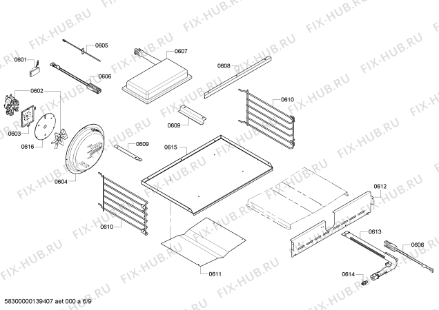 Схема №9 PRL304EH с изображением Боковая часть корпуса для плиты (духовки) Bosch 00479903