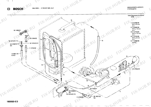 Взрыв-схема посудомоечной машины Bosch 0730201564 SMU6200 - Схема узла 03