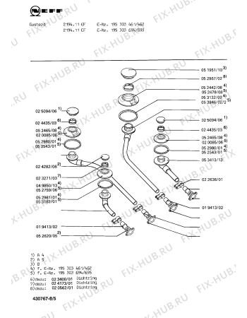 Взрыв-схема плиты (духовки) Neff 195303695 2194.11EF - Схема узла 05