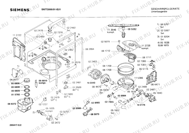 Схема №5 SN772000 с изображением Корпус для посудомойки Bosch 00085251