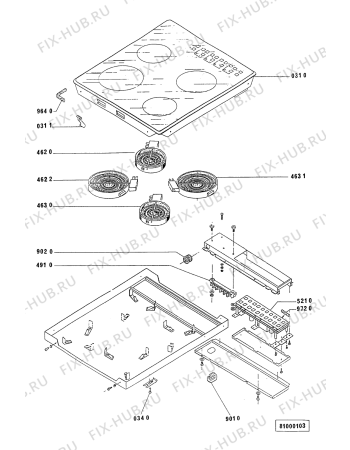 Схема №1 AKM 126 NB с изображением Термопредохранитель для плиты (духовки) Whirlpool 481925228102