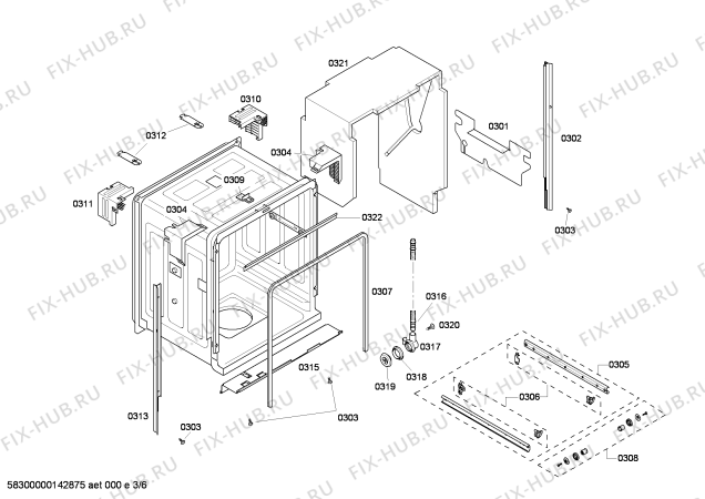 Взрыв-схема посудомоечной машины Bosch SHE43P16UC - Схема узла 03