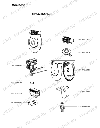 Схема №1 EP1011D0/23 с изображением Корпусная деталь для электробритвы Rowenta CS-00118319