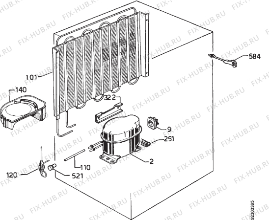 Взрыв-схема холодильника Privileg 005138 3 - Схема узла Cooling system 017