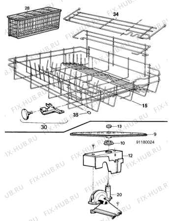 Взрыв-схема посудомоечной машины Privileg COMPAKT40 - Схема узла W20 Baskets