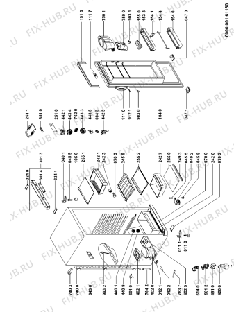 Схема №1 ARC 1848 с изображением Часть корпуса для холодильной камеры Whirlpool 480131100179