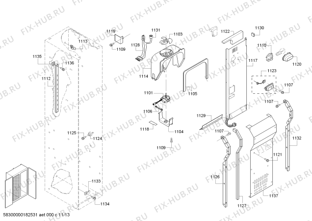 Схема №13 T48BR810NS с изображением Винт для посудомойки Bosch 00633457