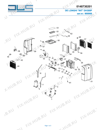 Схема №1 TASCIUGO DH 300P Ser:Nr: 900068 с изображением Всякое для электроувлажнителя воздуха DELONGHI TL2333