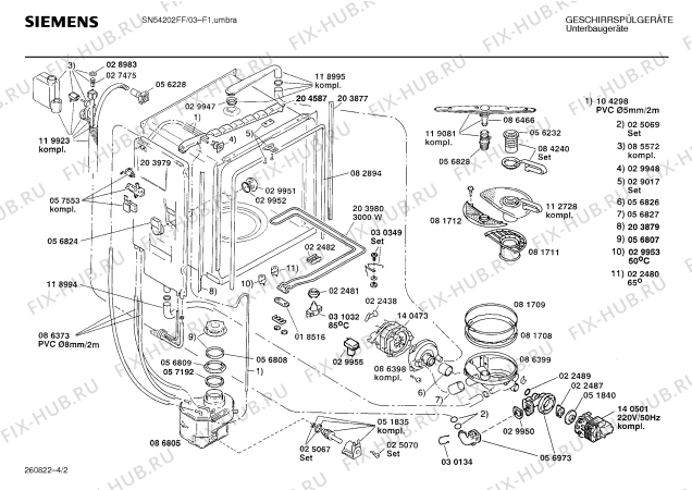 Взрыв-схема посудомоечной машины Siemens SN54202FF - Схема узла 02