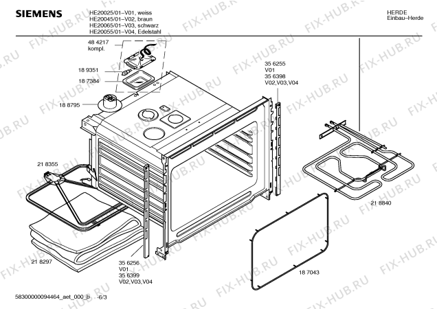 Взрыв-схема плиты (духовки) Siemens HE20065 - Схема узла 03