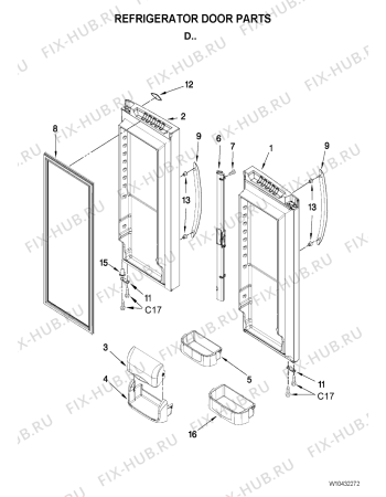 Схема №6 5GFF25PRYA с изображением Часть корпуса для холодильника Whirlpool 481201230725