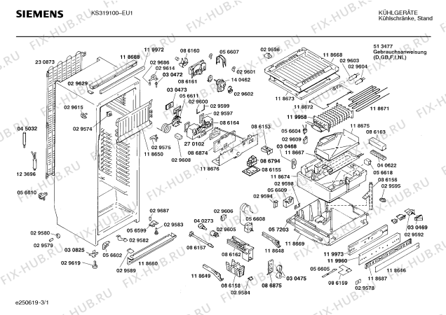 Схема №3 KS319100 с изображением Панель для холодильника Siemens 00119972