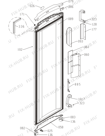 Схема №1 K7000SW (415762, HZS3567) с изображением Ручка двери для холодильной камеры Gorenje 380477