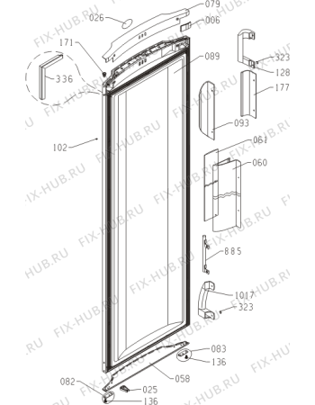 Схема №1 F63303E (131055, ZOS3167CB) с изображением Дверь для холодильной камеры Gorenje 131375