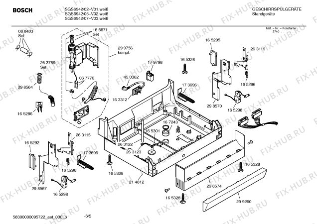 Взрыв-схема посудомоечной машины Bosch SGS6942 - Схема узла 05