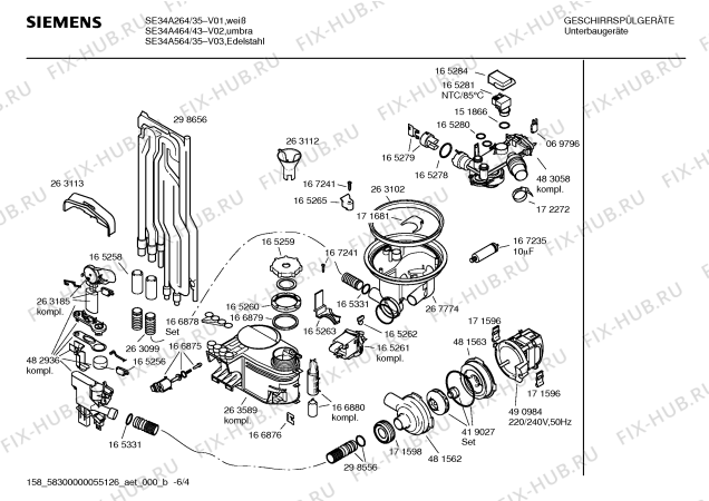 Взрыв-схема посудомоечной машины Siemens SE34A264 - Схема узла 04