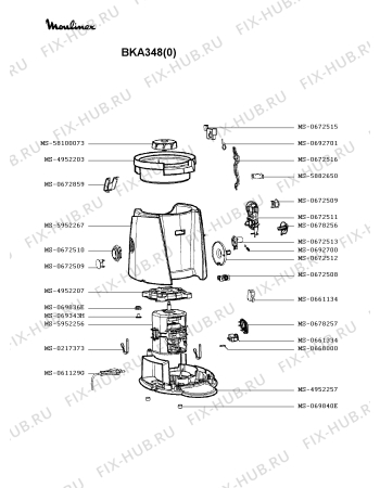 Взрыв-схема соковыжималки Moulinex BKA348(0) - Схема узла YP002613.4P2