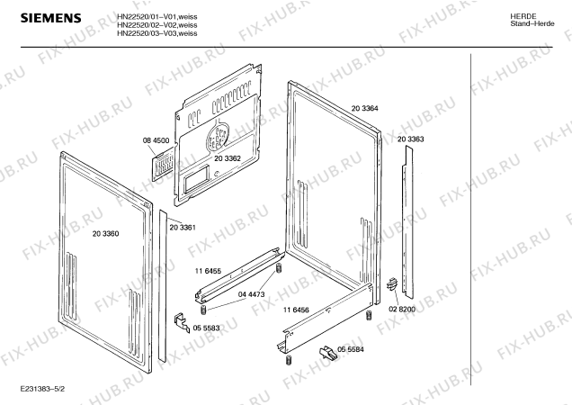 Схема №5 0750031097 HES520C с изображением Крышка для плиты (духовки) Bosch 00203359