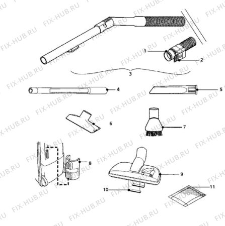 Взрыв-схема комплектующей Electrolux Z2220 - Схема узла Hose