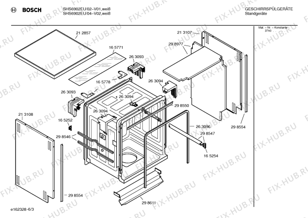 Взрыв-схема посудомоечной машины Bosch SHS6902EU - Схема узла 03