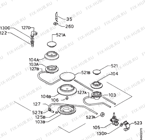 Взрыв-схема плиты (духовки) Zanussi ZXF631IX - Схема узла Functional parts 267