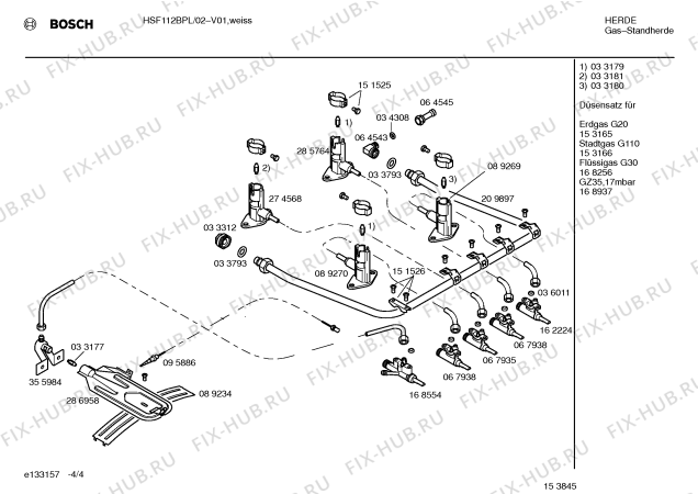 Схема №4 HSF112BPL с изображением Газовый кран для плиты (духовки) Bosch 00168554
