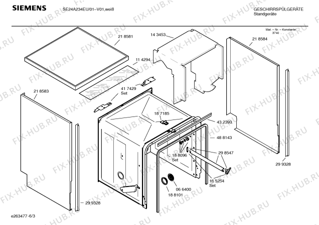 Взрыв-схема посудомоечной машины Siemens SE24A234EU - Схема узла 03