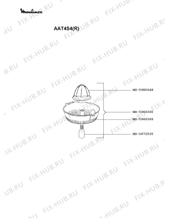 Взрыв-схема кухонного комбайна Moulinex AAT4S4(R) - Схема узла PP000376.9P2