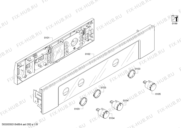 Схема №9 HBN5620UC с изображением Панель управления для плиты (духовки) Bosch 00479358