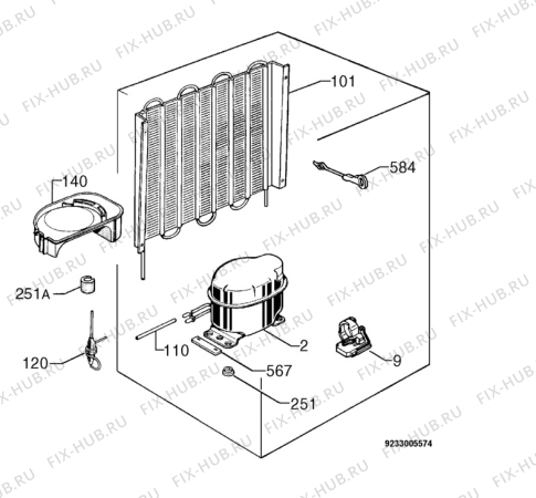 Взрыв-схема холодильника Zoppas PT17CS - Схема узла Cooling system 017