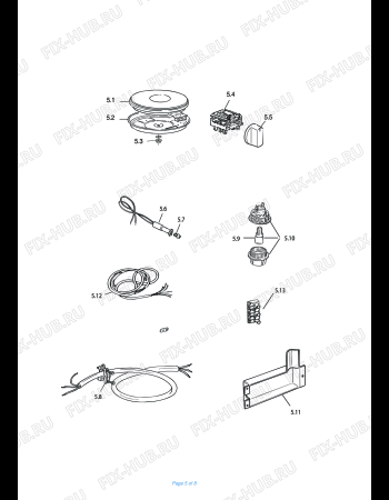 Взрыв-схема плиты (духовки) DELONGHI SEK 8542 - Схема узла 5