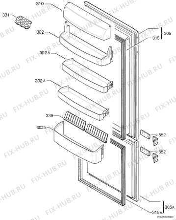 Взрыв-схема холодильника Electrolux ERN29801 - Схема узла Door 003