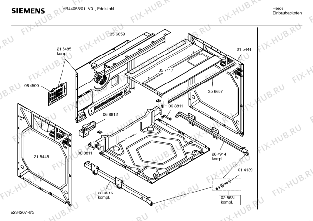 Взрыв-схема плиты (духовки) Siemens HB44055 - Схема узла 05