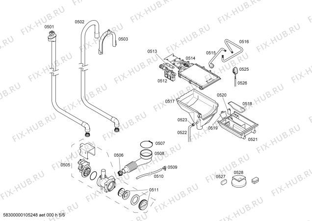 Взрыв-схема стиральной машины Neff V5360X0OO V356 - Схема узла 05
