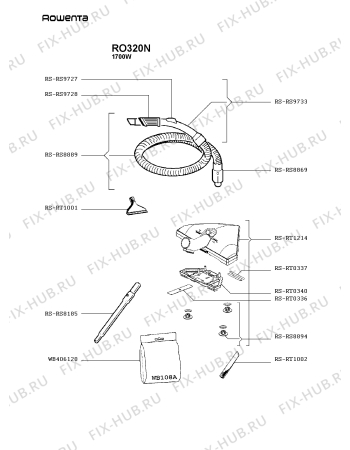 Взрыв-схема пылесоса Rowenta RO320N - Схема узла IP000570.6P2