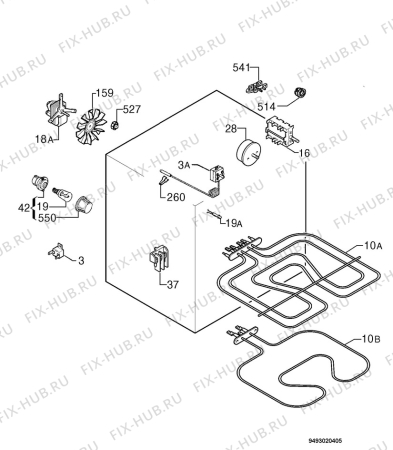 Взрыв-схема плиты (духовки) Zanussi ZOB654X - Схема узла Electrical equipment 268